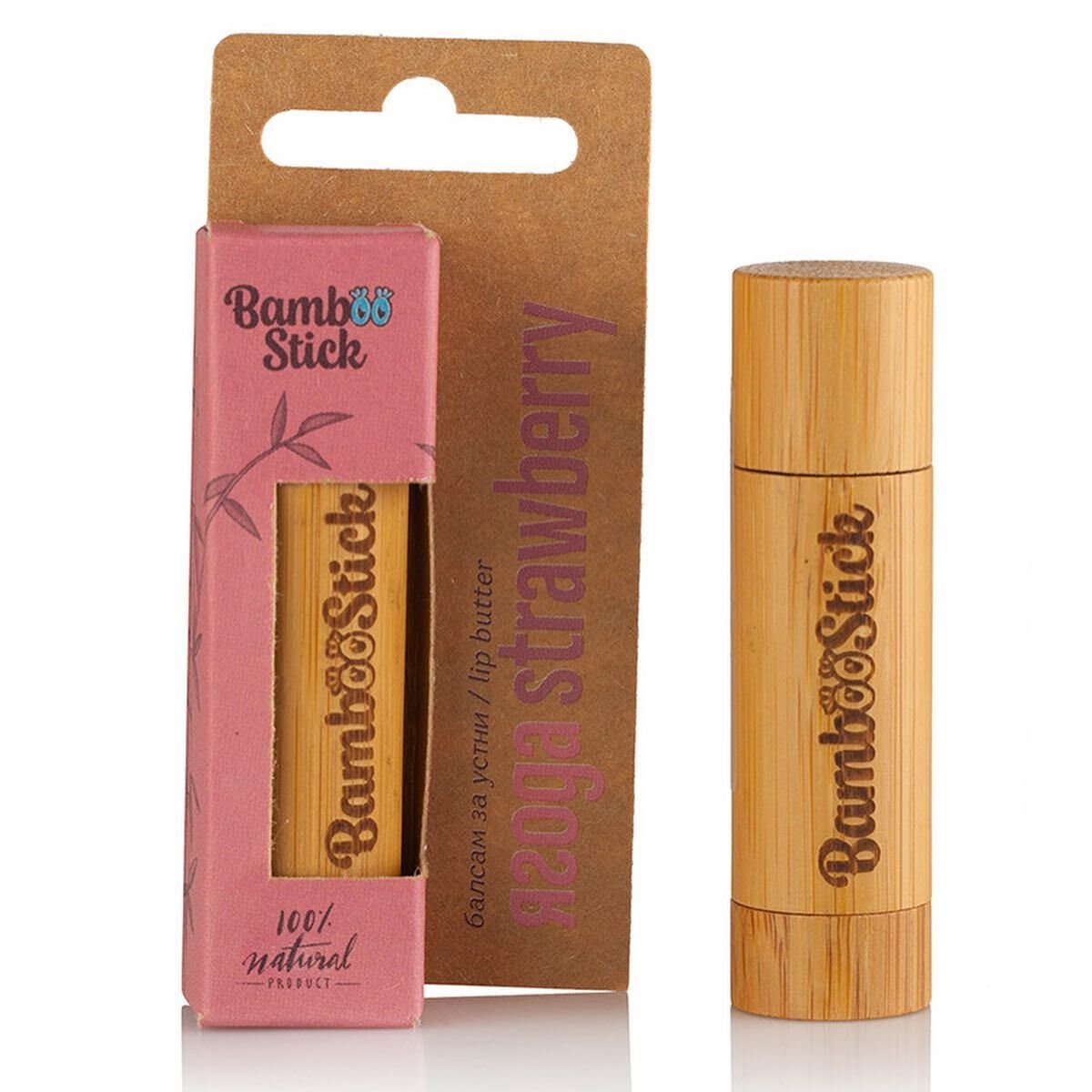 Bamboostick балсам за устни Ягода, 5 мл